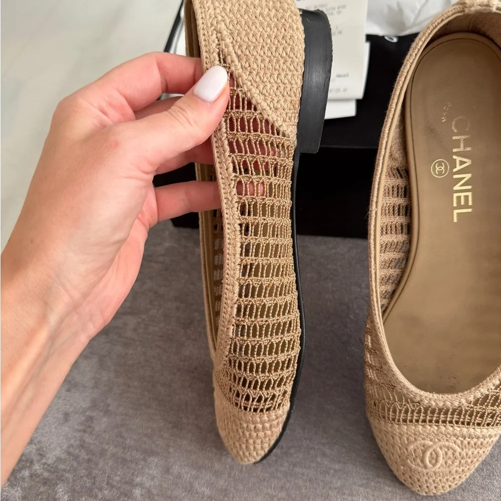 CHANEL Beige Crochet Ballet Flats - Picture 9 of 14